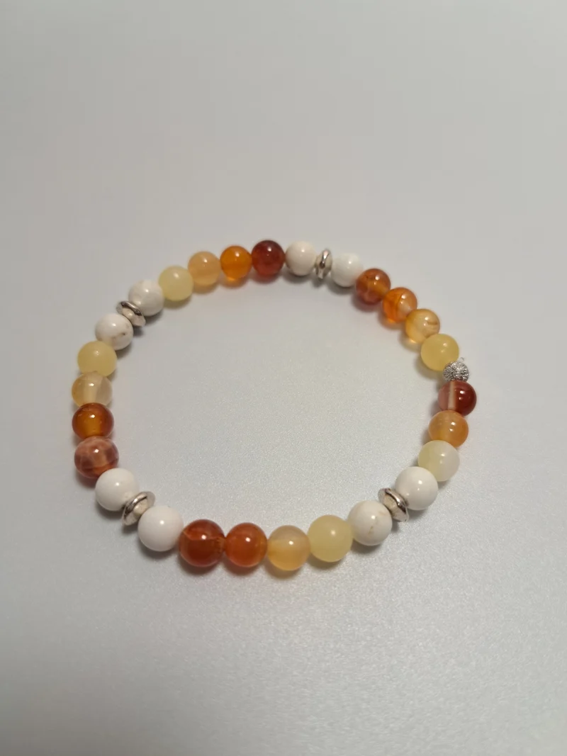 Bracelet en perles 6 mm - tonalité de jaunes et orangers