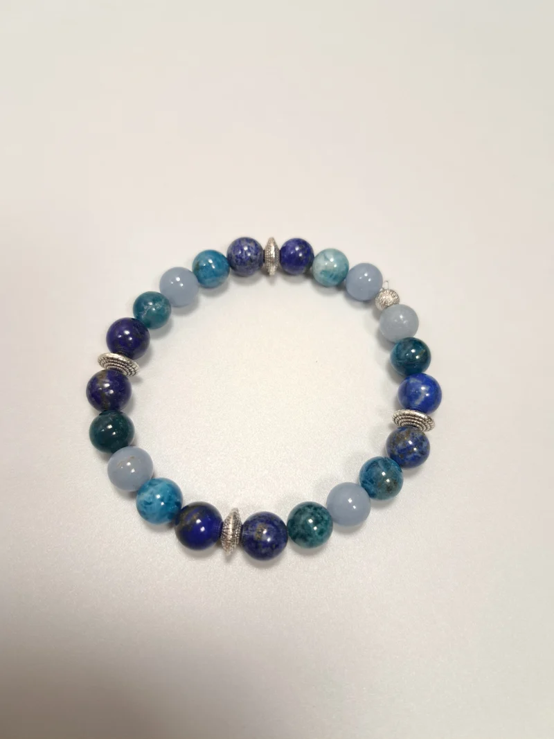 Bracelet en perles 8 mm - tonalité de bleus