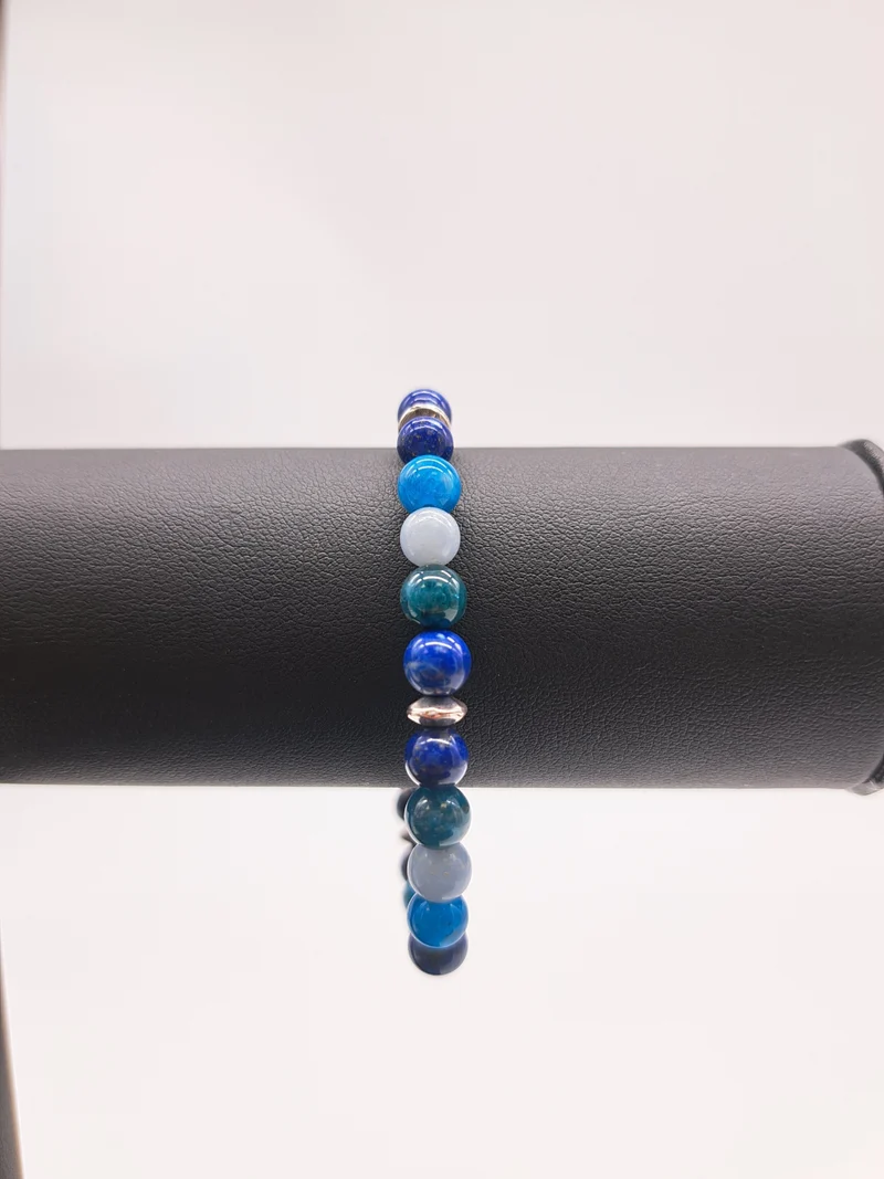 Bracelet en perles 6 mm - tonalité de bleus