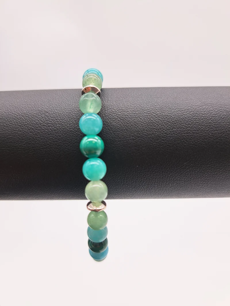 Bracelet en perles 6 mm - tonalité de verts