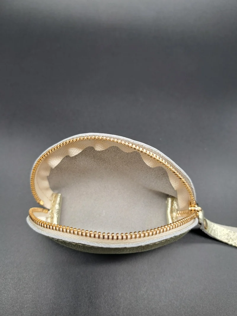 Porte monnaie en cuir doré "LUNE"