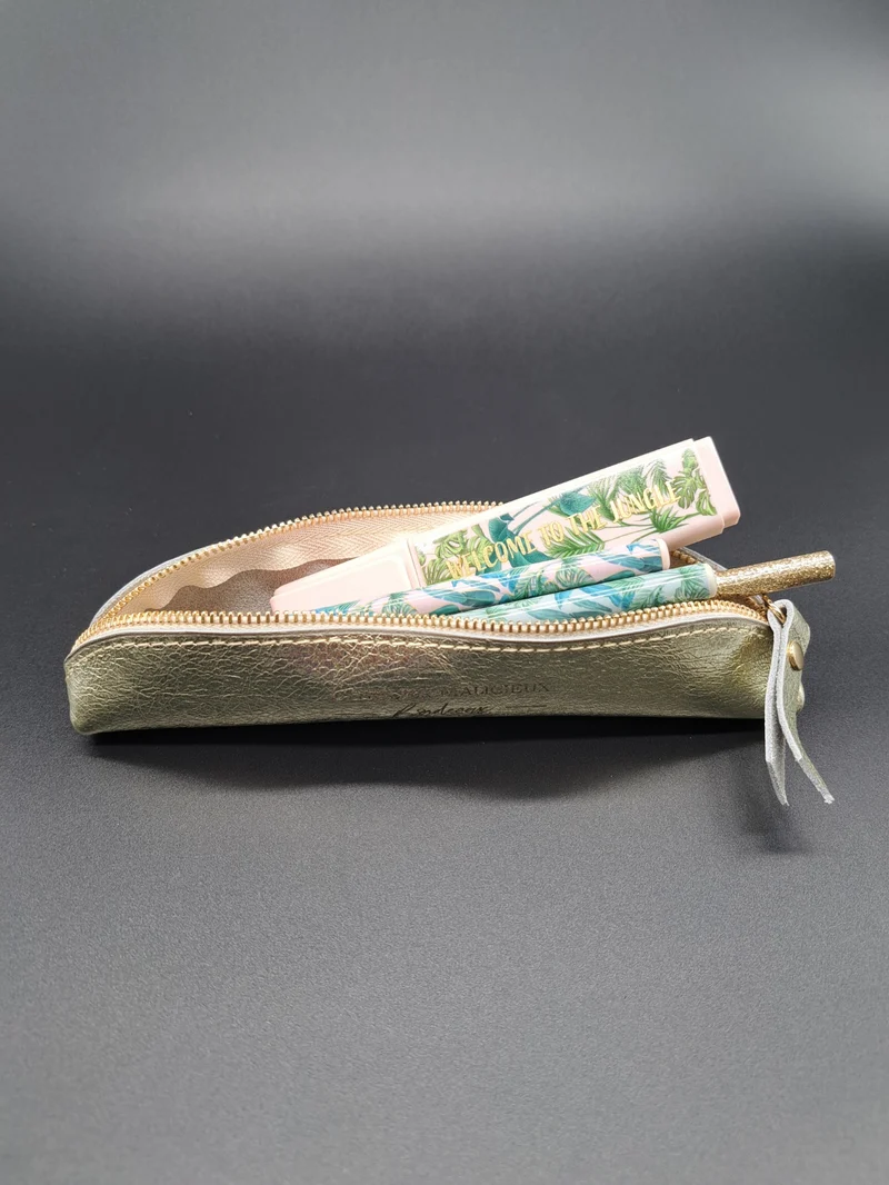 Mini trousse en cuir colori doré