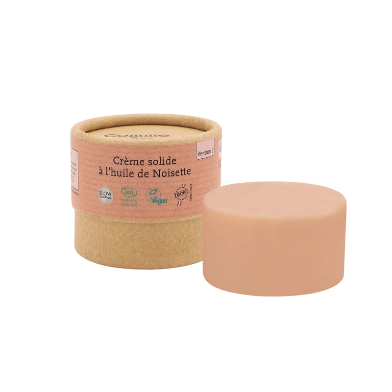 Crème solide visage et corps à l'huile de noisette.