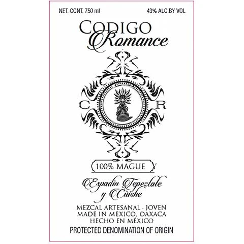 Codigo Romance Espadin Tepeztate y Cuishe Mezcal
