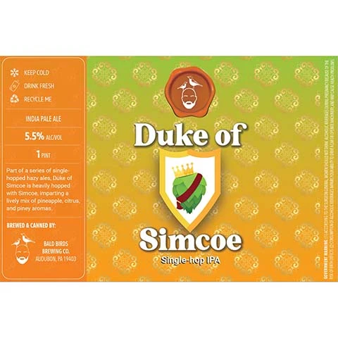 Bald Birds Duke of Simcoe Single-Hop IPA