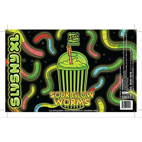 450 North Slushy XL Sour Glow Worms Sour
