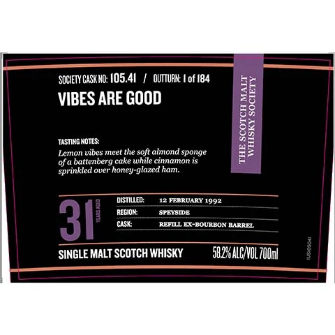 Society 105.41 Vibes Are Good Single Malt Scotch Whisky