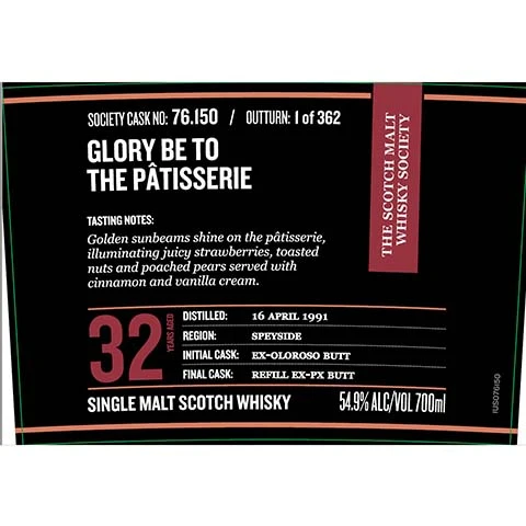 Society 76.150 Glory Be To Patisserie Single Malt Scotch Whisky