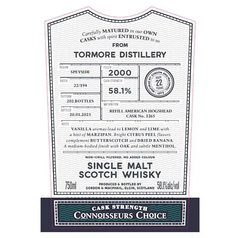 Gordon & Macphail Tormore Distillery Single Malt Scotch Whisky