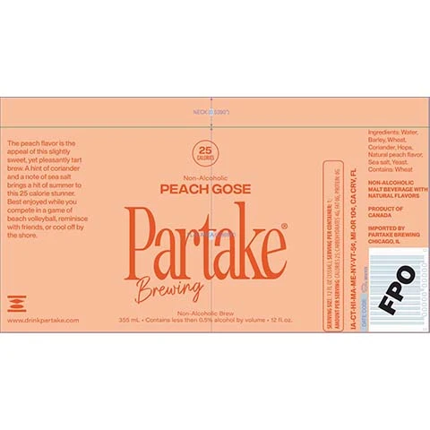 Partake Peach Gose (Non-Alcoholic)