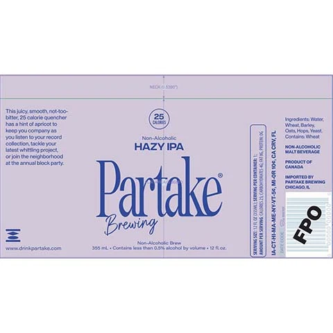 Partake Hazy IPA (Non-Alcoholic)