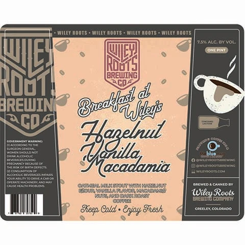 Wiley Roots Breakfast at Wiley's Hazelnut Vanilla Macadamia Milk Stout