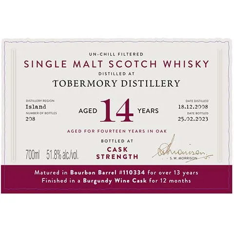 A.D. Rattray Tobermory Aged 14 Years Single Malt Scotch Whisky