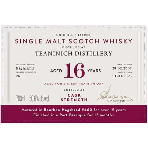 A.D. Rattray Teaninich Aged 16 Years Single Malt Scotch Whisky