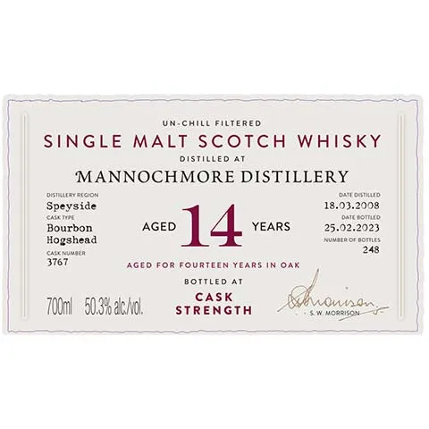 A.D. Rattray Mannochmore Aged 14 Years Single Malt Scotch Whisky