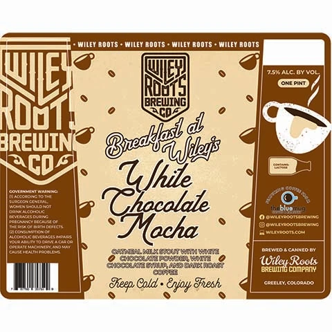 Wiley Roots Breakfast at Wiley's White Chocolate Mocha Oatmeal Milk Stout