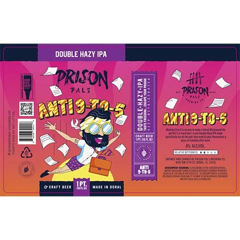 Prision Pals Anti 9-To-5 Double Hazy IPA