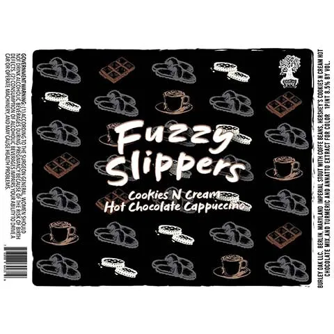 Burley Oak Fuzzy Slippers Cookies N Cream Hot Chocolate Cappuccino Imperial Stout