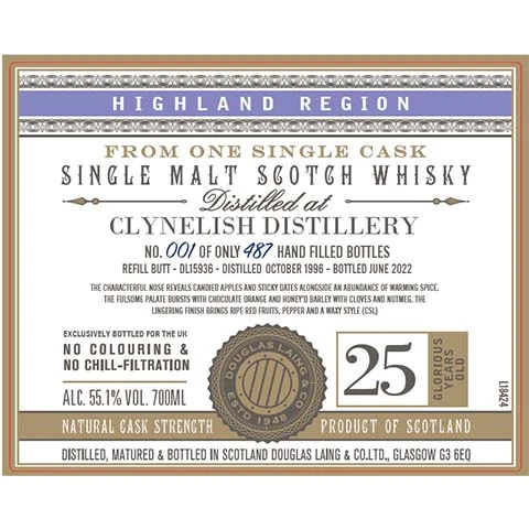 Douglas Laing Single Cask Clynelish 25-Year-Old Scotch Whisky
