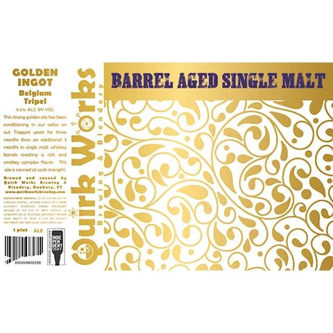 Quirk Works Barrel Aged Single Malt Golden Ingot Belgium Tripel