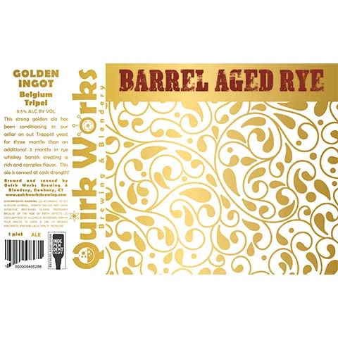 Quirk Works Barrel Aged Rye Golden Ingot Belgium Tripel