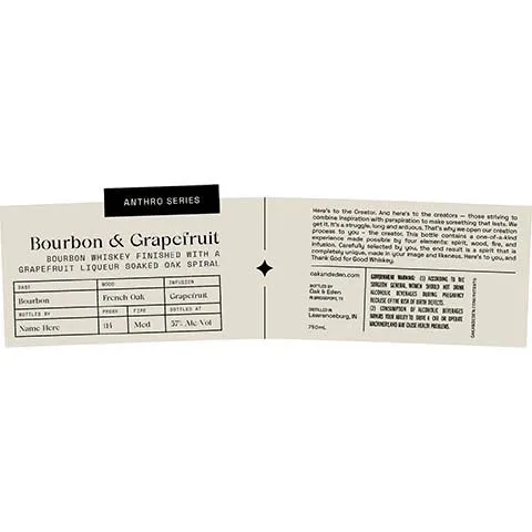 Oak & Eden Anthro Series Bourbon & Grapefruit Bourbon Whiskey