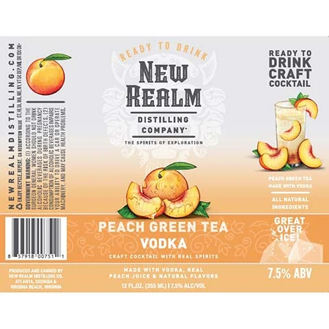 New Realm Peach Green Tea Vodka