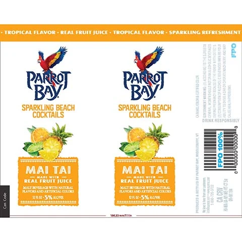 Parrot Bay Mai Tai Sparkling Beach Cocktail