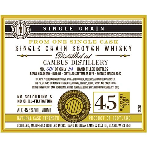 Douglas Laing Single Grain Cambus 45-Year-Old Scotch Whisky