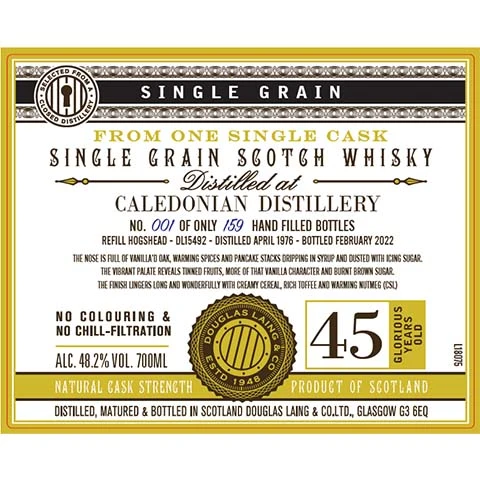 Douglas Laing Single Grain Caledonian 45-Year-Old Scotch Whisky
