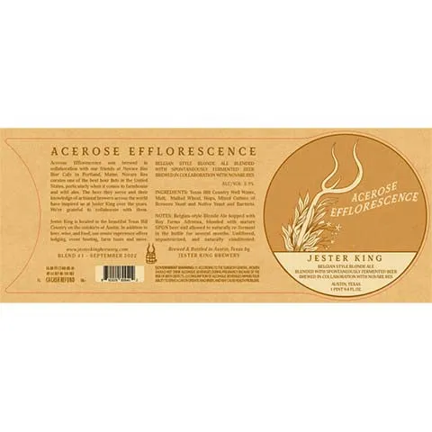 Jester King Acerose Efflorescence Blonde Ale
