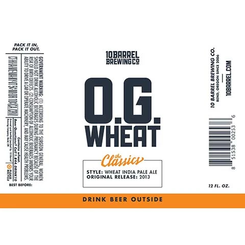 10 Barrel O.G. Wheat IPA