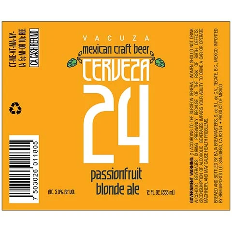 Baja Brewmasters Cerveza 24 Passionfruit Blonde Ale