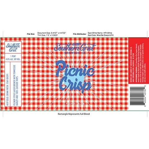 Southern Grist Picnic Crisp Pilsner