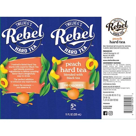 Twelve5's Rebel Peach Hard Tea