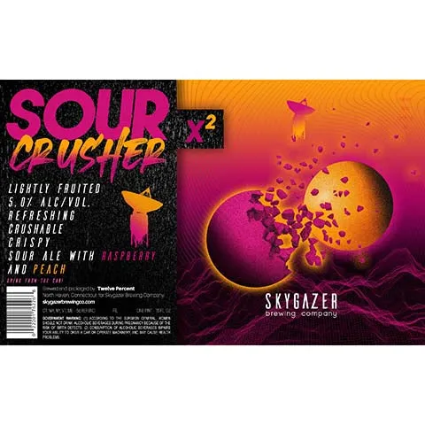 Skygazer Sour Crusher x2 Raspberry and Peach Sour Ale