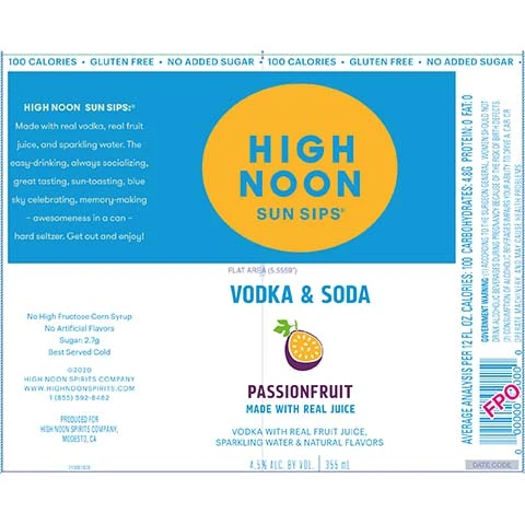 High Noon Sun Sips Passionfruit Hard Seltzer