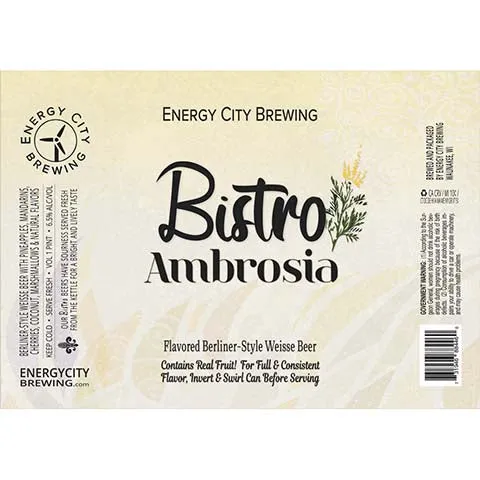 Energy City Bistro Ambrosia Berliner Weisse Beer