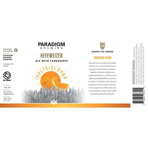 Paradigm Tangerine Dawn Hefeweizen Ale